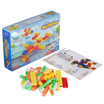 MGC Sky Fighter Junior Colorful Interlocking Blocks For Kids Ages 3+ To Create Fighter Planes & Rule The Sky