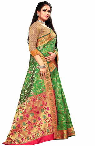 MGC Silk Green Color Saree SP89