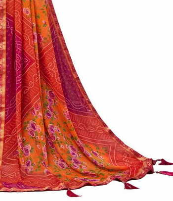 MGC Chiffon Multi Colour saree with blouse piece SP758