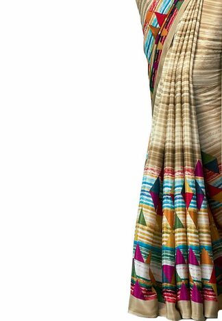 MGC Crepe Mulitcolor colour saree with blouse piece SP1007