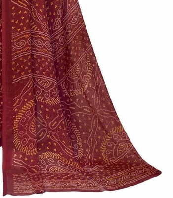 Chiffon Maroon Color Saree With Blouse Piece by MGC