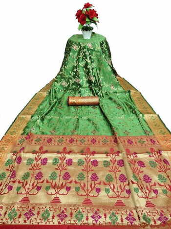 MGC Silk Green Color Saree SP89