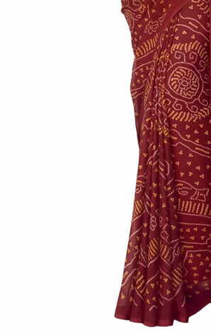 Chiffon Maroon Color Saree With Blouse Piece by MGC