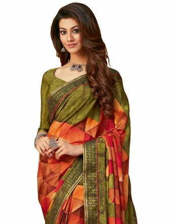 MGC Crepe Multicolor colour saree with blouse piece SP944