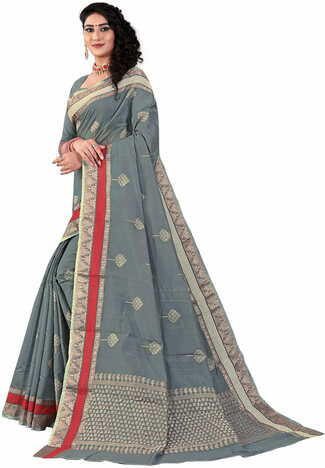 MGC Sof Linen Grey Colour saree with blouse Piece  SP239