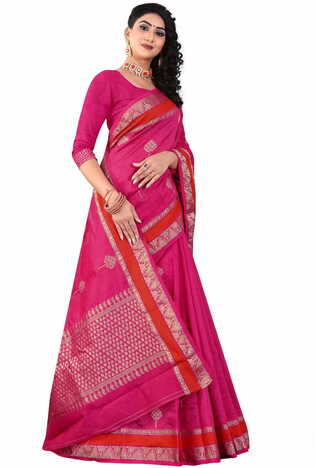 MGC Sof Linen Pink Colour saree with blouse Piece  SP238