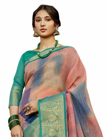 MGC Cotton Silk  Pink colour saree with blouse piece SP845