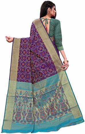 MGC Patola Silk Blue Colour saree with blouse piece SP331