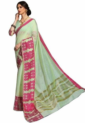 MGC Linen Sea Green Color Saree SP73