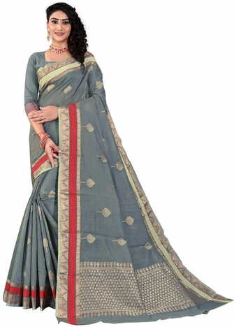 MGC Sof Linen Grey Colour saree with blouse Piece  SP239