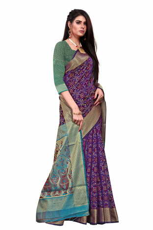 MGC Patola Silk Blue Colour saree with blouse piece SP331