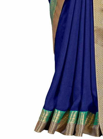 Vichitra Silk Blue Color Saree With Blouse Piece by MGC