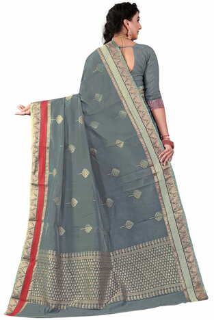 MGC Sof Linen Grey Colour saree with blouse Piece  SP239