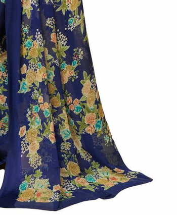 MGC Chiffon Blue  colour saree with blouse piece SP957