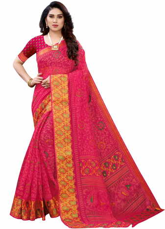 MGC Cotton Pink colour saree with blouse piece SP648