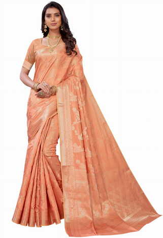 MGC SILK Peach colour saree with blouse piece SP1022