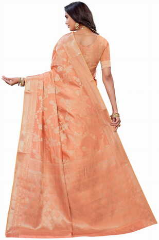 MGC SILK Peach colour saree with blouse piece SP1022