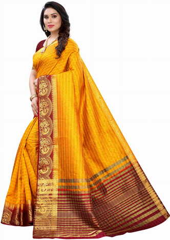 MGC Silk Orange colour saree with blouse piece SP702