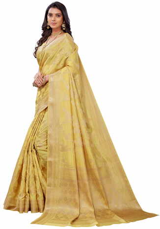 MGC SILK Yellow colour saree with blouse piece SP1023