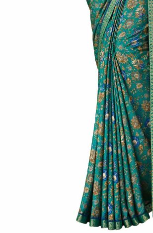 Crepe Silk Green Color Saree With Blouse Piece by MGC