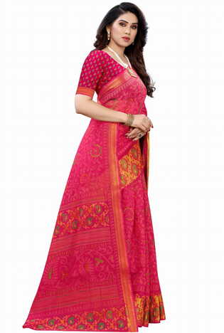 MGC Cotton Pink colour saree with blouse piece SP648