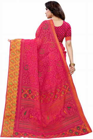 MGC Cotton Pink colour saree with blouse piece SP648