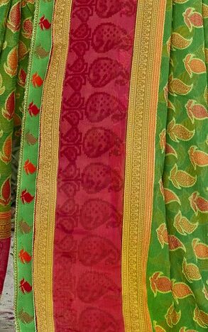 MGC Chiffon Green colour saree with blouse piece SP775