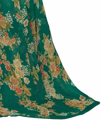 MGC Chiffon Green colour saree with blouse piece SP958