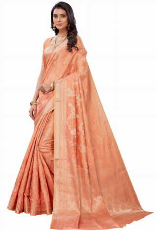 MGC SILK Peach colour saree with blouse piece SP1022