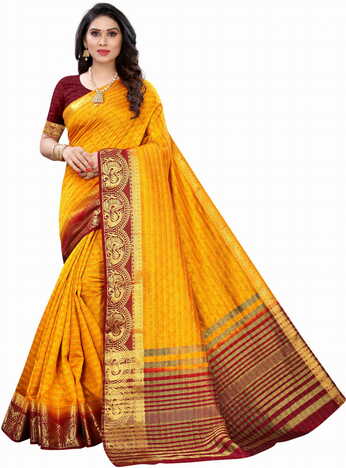 MGC Silk Orange colour saree with blouse piece SP702