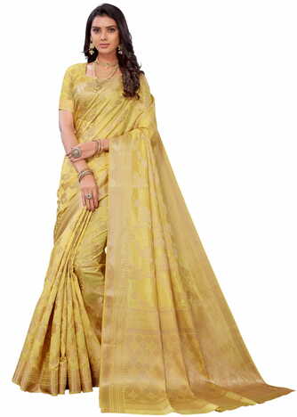 MGC SILK Yellow colour saree with blouse piece SP1023