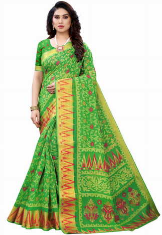 MGC Cotton Green colour saree with blouse piece SP649