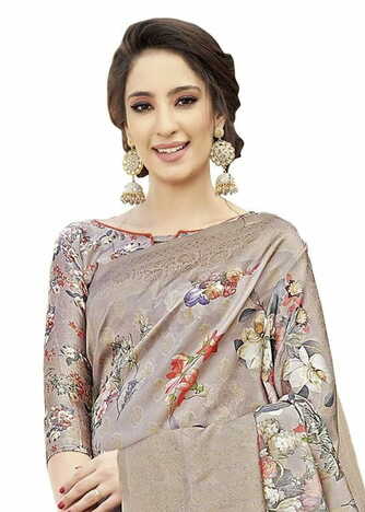 MGC art silk beige colour saree with blouse piece SP848