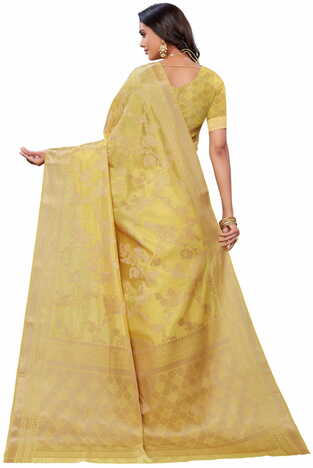 MGC SILK Yellow colour saree with blouse piece SP1023