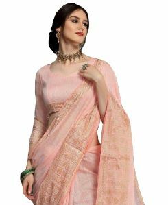 MGC Linen Peach Color Saree SP70