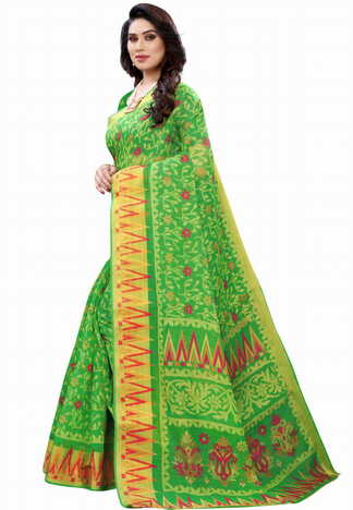 MGC Cotton Green colour saree with blouse piece SP649