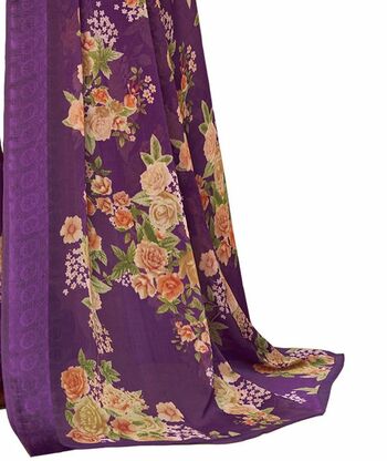 MGC Chiffon Purple colour saree with blouse piece SP959