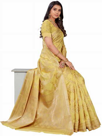 MGC SILK Yellow colour saree with blouse piece SP1023