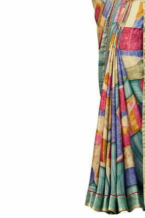 MGC Crepe Multicolor colour saree with blouse piece SP947