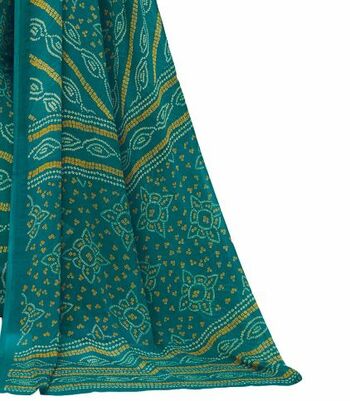 Chiffon Green Color Saree With Blouse Piece by MGC