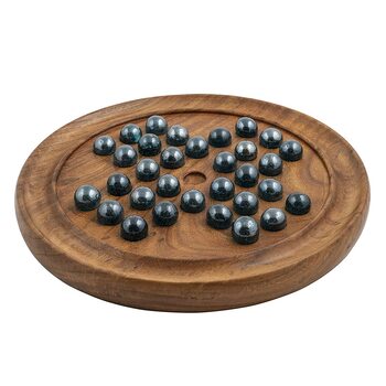 MGC Ratna's Wooden Solitaire Board Game in with Glass Marbles Brainvita Unique Game 9" - Best Gift for Kids, Teens & Adults Made in India (Marble Color May Vary if Same Color Unavailable) RH_Solitaire_8