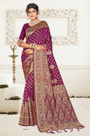 MGC Silk  Rich Pallu Purple Colour Saree With Blouse Piece Sp521