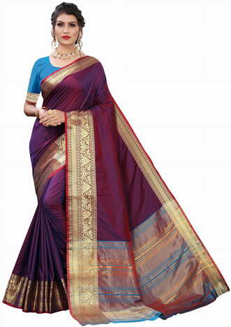 MGC Silk Purple colour saree with blouse piece SP693