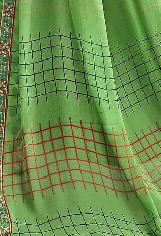 MGC Pure Georgette Green colour saree with blouse piece SP763