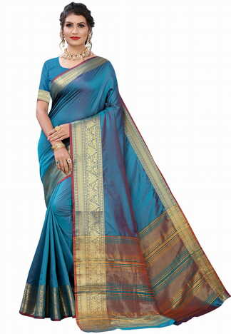 MGC Silk Rama colour saree with blouse piece SP691