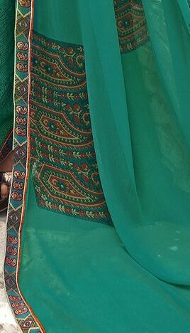 MGC Pure Georgette Dark Green colour saree with blouse piece SP760