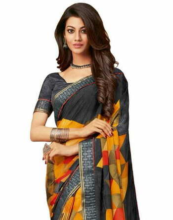 MGC Crepe Multicolor colour saree with blouse piece SP945