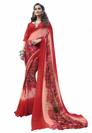 MGC Georgette Multi Colour saree with blouse Piece  SP213