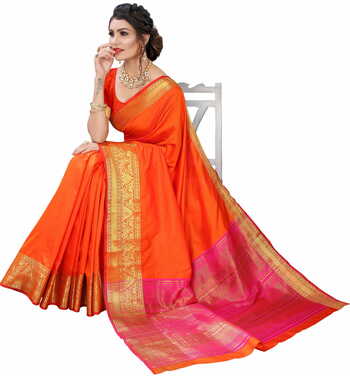 MGC Silk Orange colour saree with blouse piece SP690