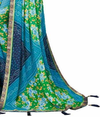 MGC Chiffon Multi Colour saree with blouse piece SP759